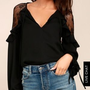 Black lace top - Lulus